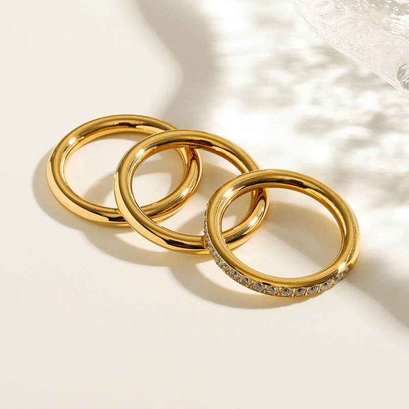 Round Stackable 18k Gold Waterproof Everyday Ring