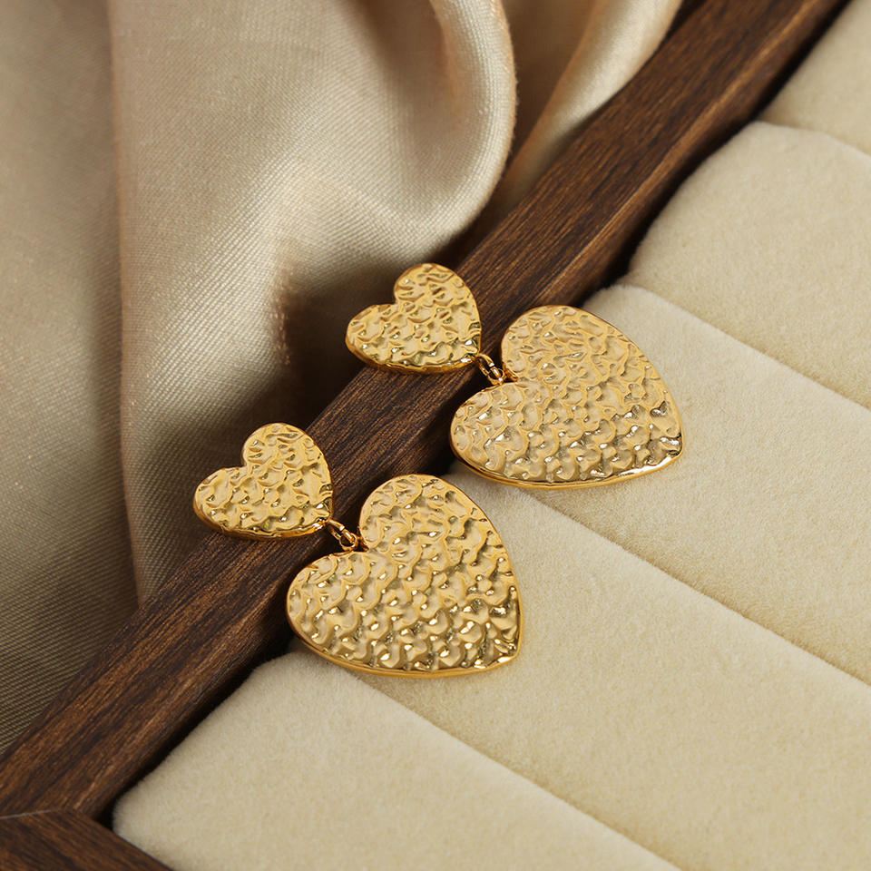 Heart drop 18k Gold Layered Celestial Earrings