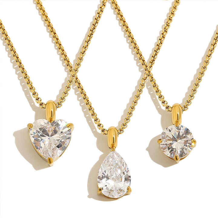 18k Gold Waterproof Solitaire Necklace