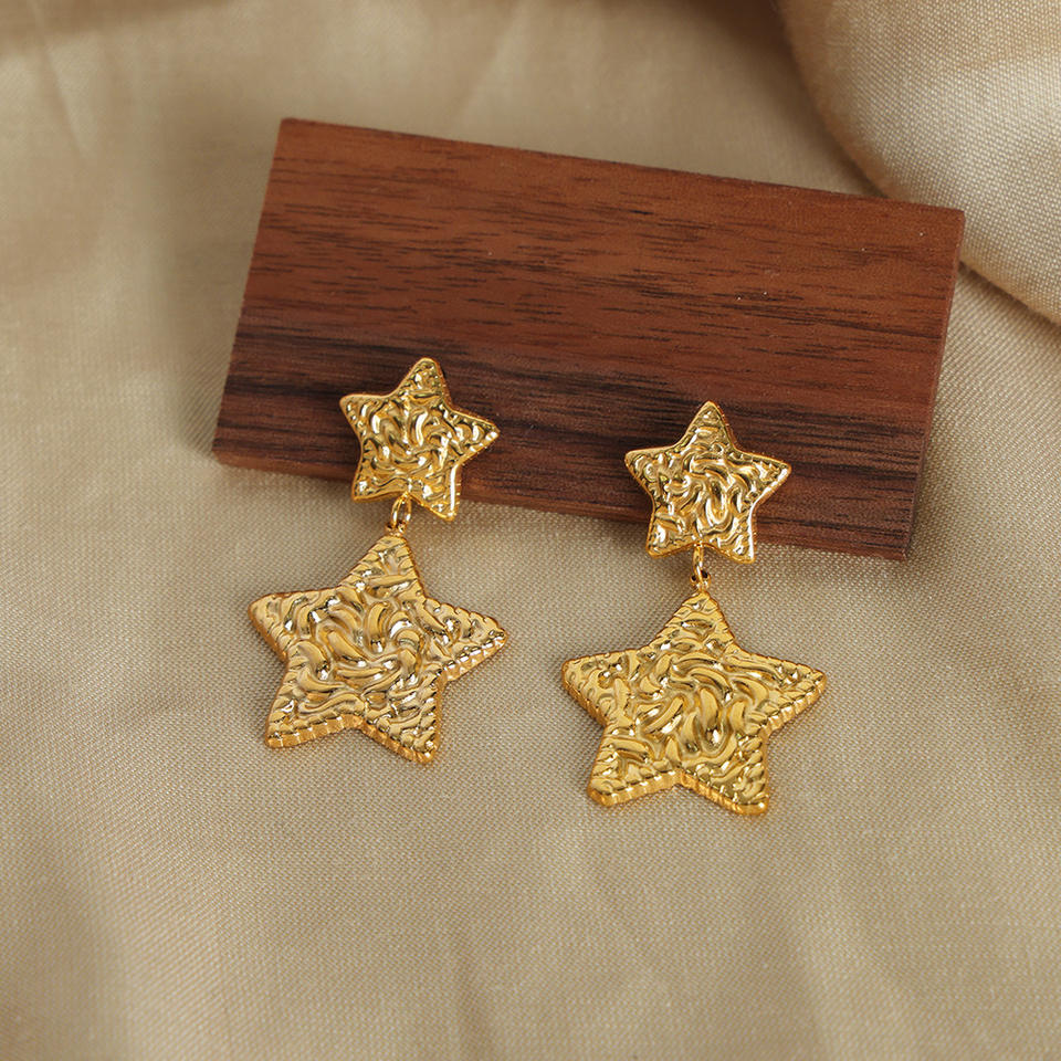 Heart drop 18k Gold Layered Celestial Earrings