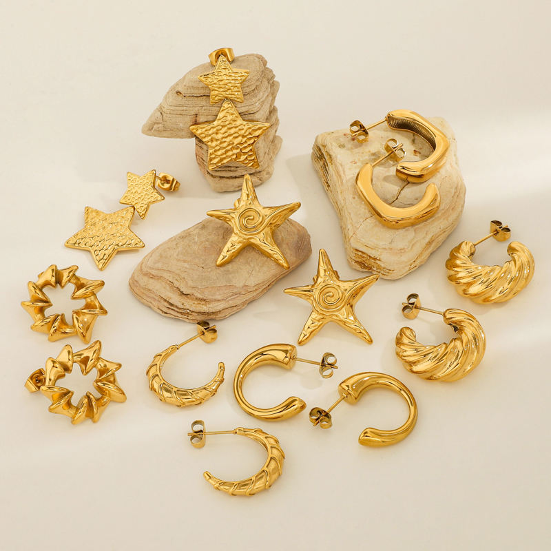 Waterproof 18k Gold Starfish Studs