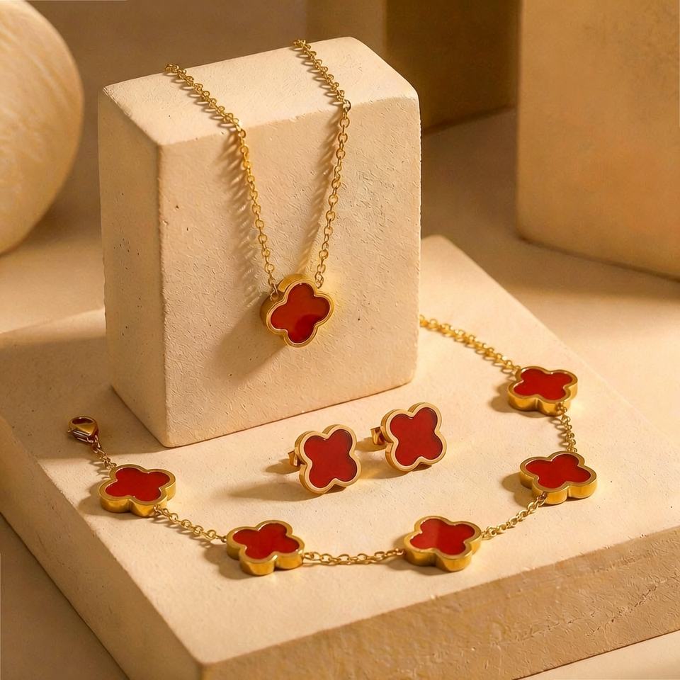 18k Gold Tarnish-Free Clover Set