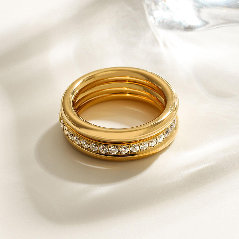 Round Stackable 18k Gold Waterproof Everyday Ring