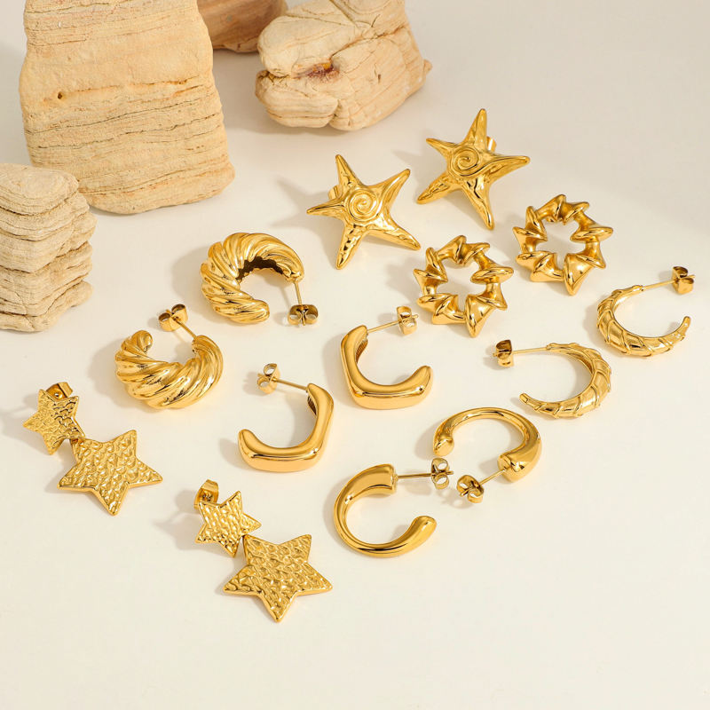 Waterproof 18k Gold Starfish Studs