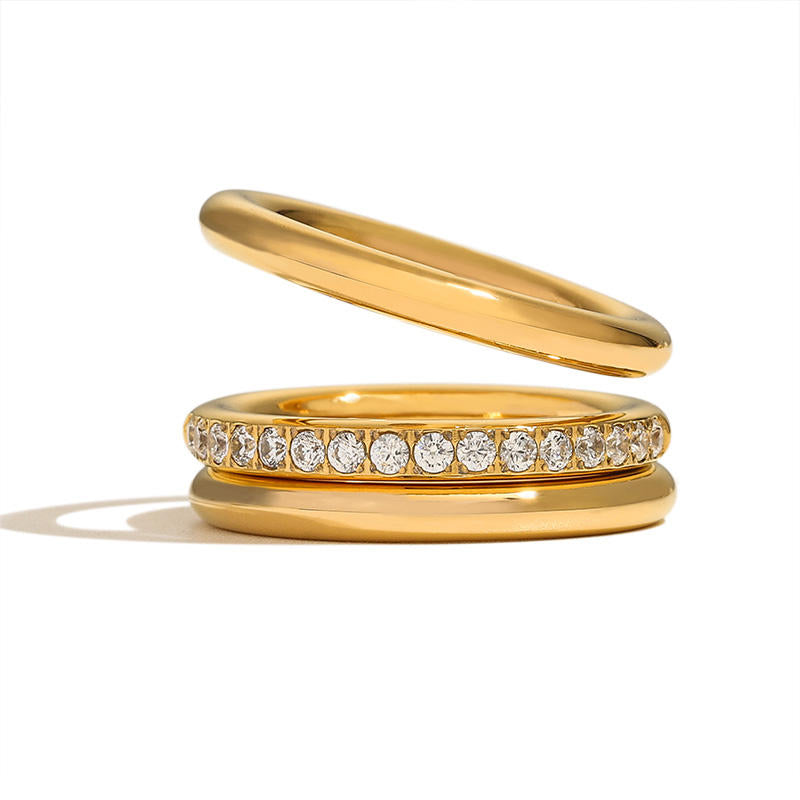 Round Stackable 18k Gold Waterproof Everyday Ring