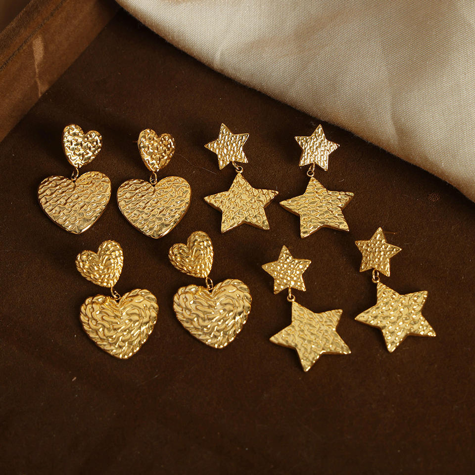 Heart drop 18k Gold Layered Celestial Earrings