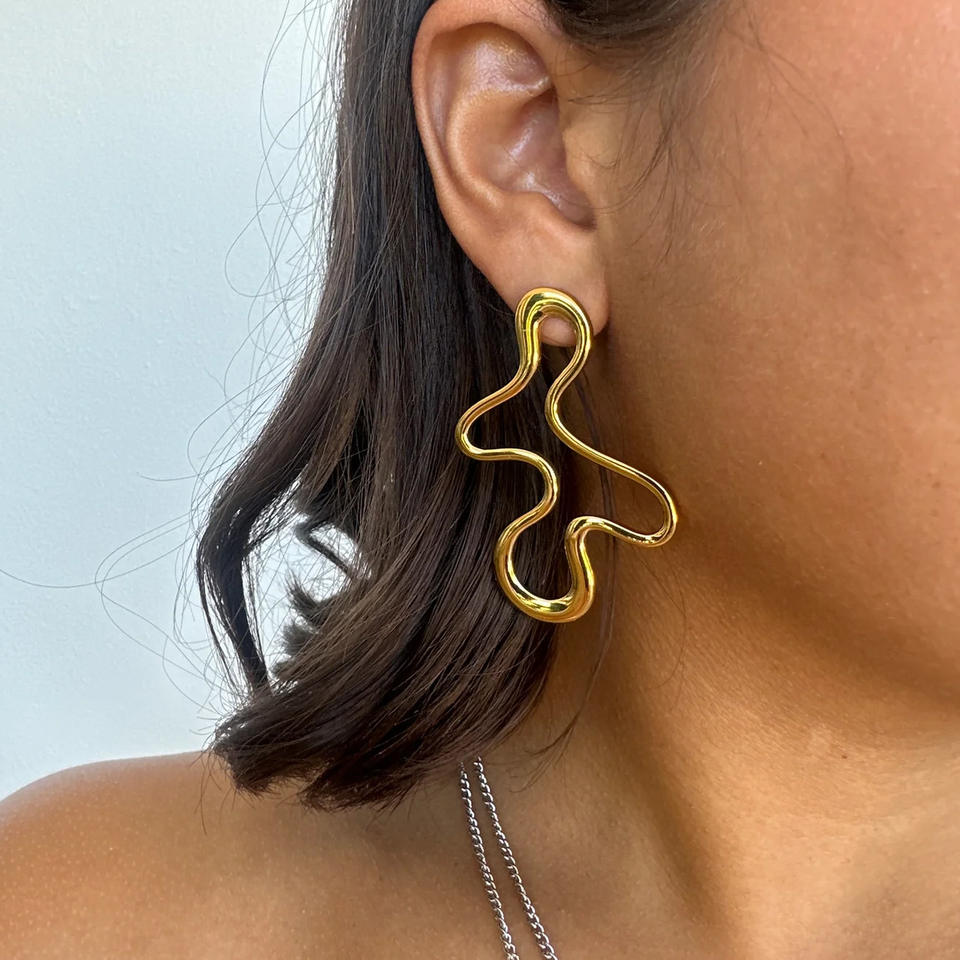 Sculptural 18k Gold Waterproof Studs