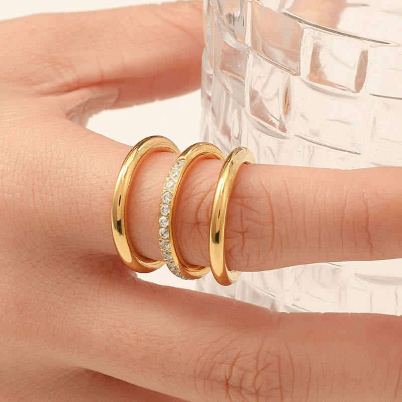Round Stackable 18k Gold Waterproof Everyday Ring
