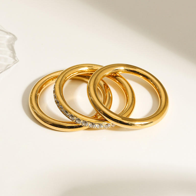 Round Stackable 18k Gold Waterproof Everyday Ring