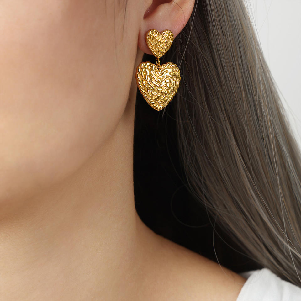 Heart drop 18k Gold Layered Celestial Earrings